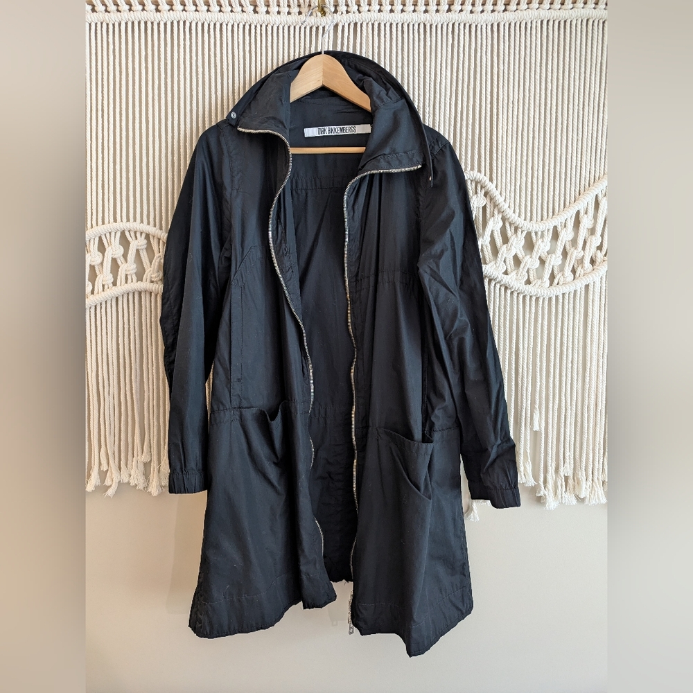 NWOT Dirk Bikkembergs -Long, black zip-up jacket Sz 40